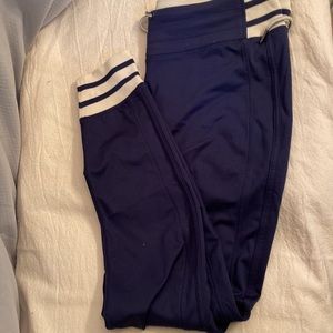 Vintage Athleta joggers with striped cuffs and waist drawstring Med H01